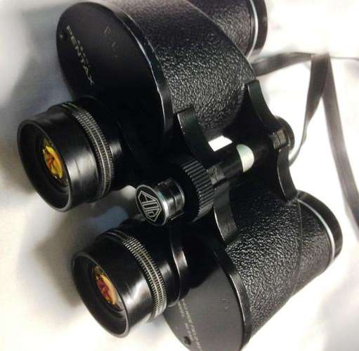 Asahi Pentax 8x40 9.5 binoculars, they are one of the sharpest binoculars I've ever used.