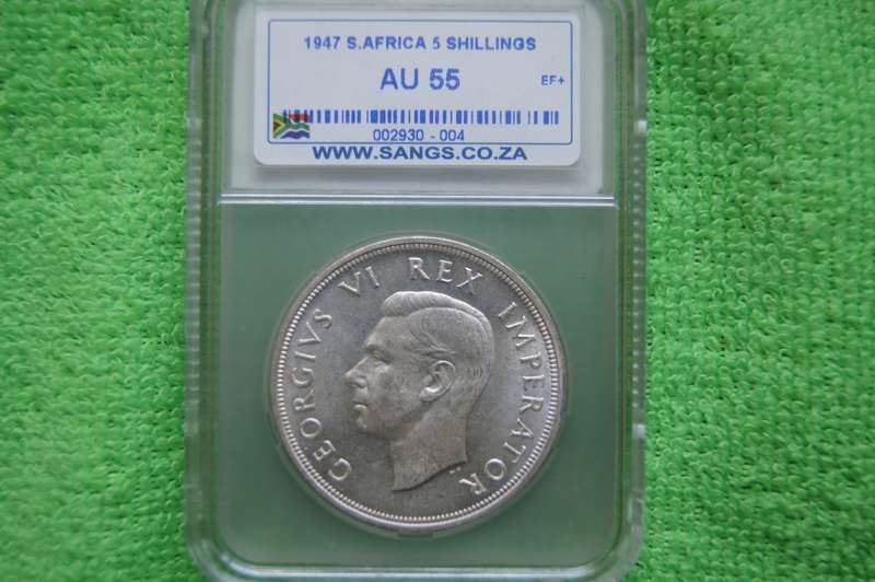 1947 South Africa 5 Shillings - SANGS AU 55