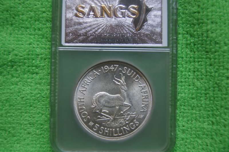 1947 South Africa 5 Shillings - SANGS AU 55