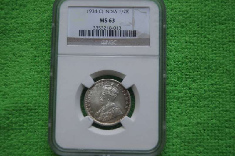 1934 (C) India British Colonial Half Rupee - NGC MS63