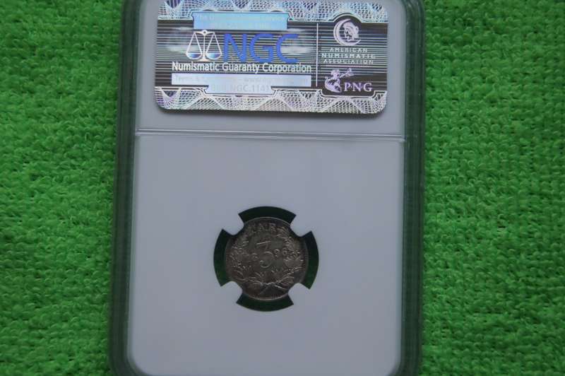 1896 South Africa 3 pence - NGC MS63