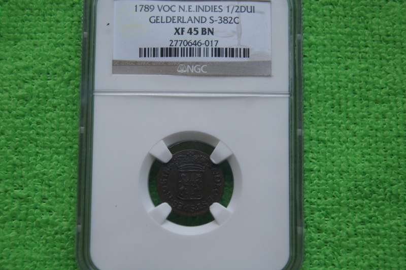 1789 VOC Netherlands E Indies - Half Duit Gelderland - NGC XF45 BN