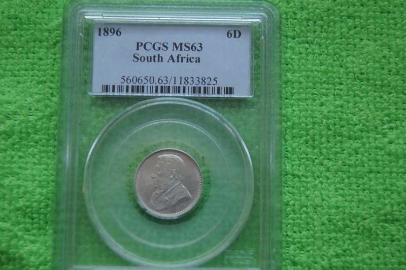 1896 South Africa 6 pence - PCGS MS63