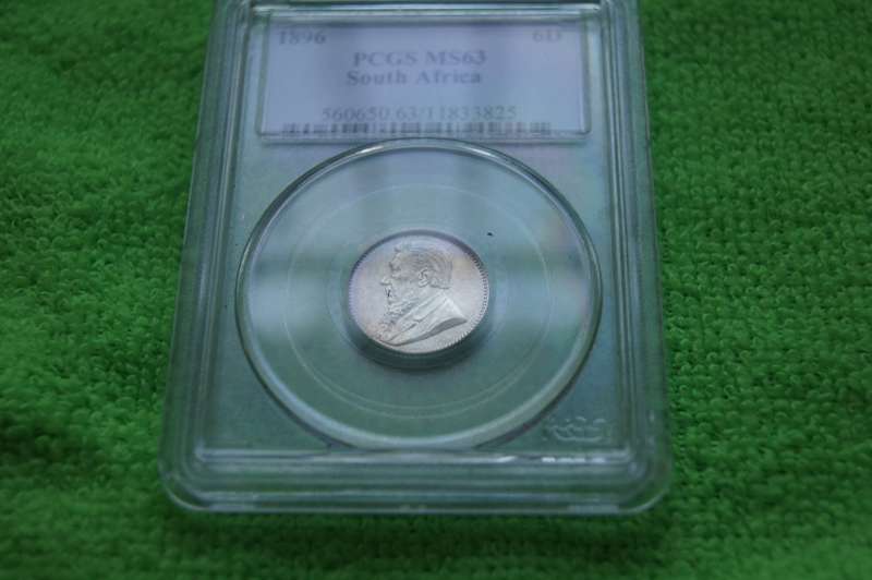 1896 South Africa 6 pence - PCGS MS63