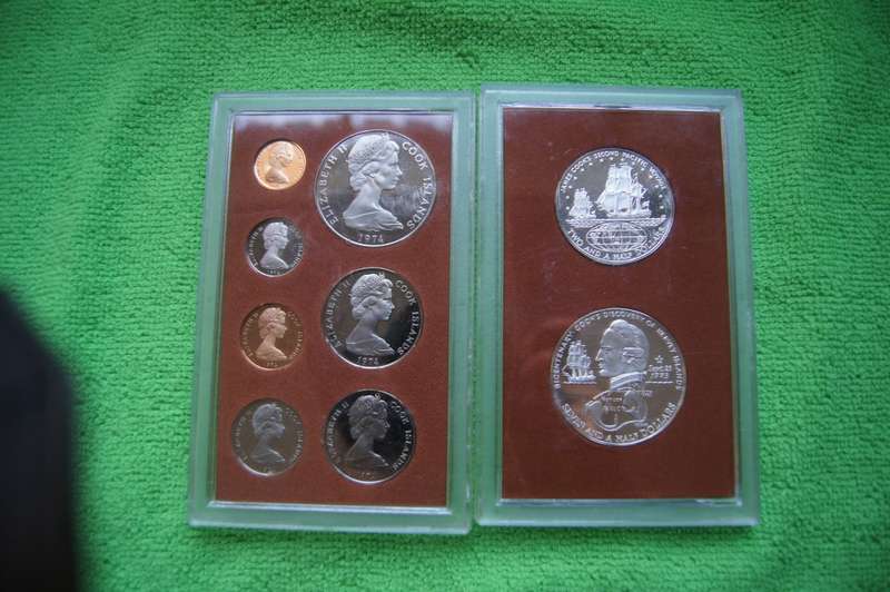 1974 Cook Islands Proof Set incl Sterling Silver 2.5 and 7.5 dollar coins
