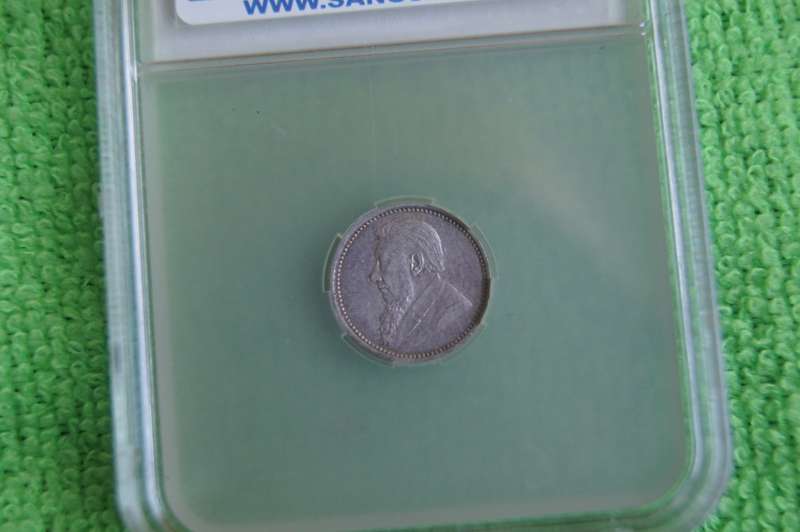 1897 ZAR 3 Pence SANGS AU58