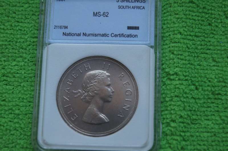 1957 South Africa 5 Shillings - MS62