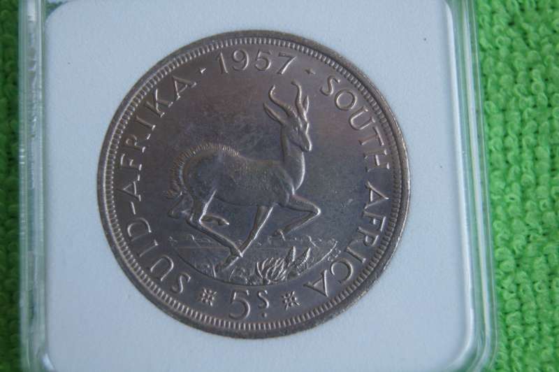 1957 South Africa 5 Shillings - MS62