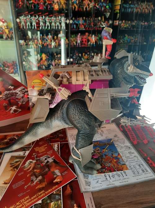 Dino Riders 1987 Complete RARE Tyrannosaurus Rex With Instructions And Box Cut Out Vintage Figure