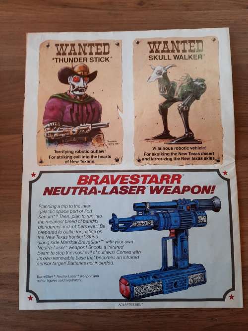 BraveStarr 1986 Insert NEW TEXAS DAILY NEWS POSTER Vintage Figure