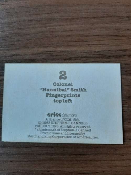 A-Team 1983 Dossier Card 2