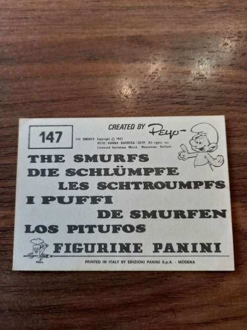 1982 The Smurfs Panini Sticker 147