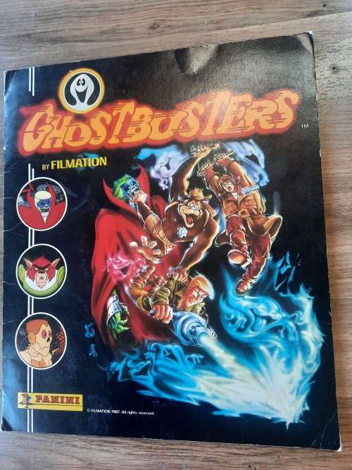 1986 COMPLETE FILMATION GHOSTBUSTERS PANINI STICKER BOOK of Filmation Ghostbusters Vintage Figure