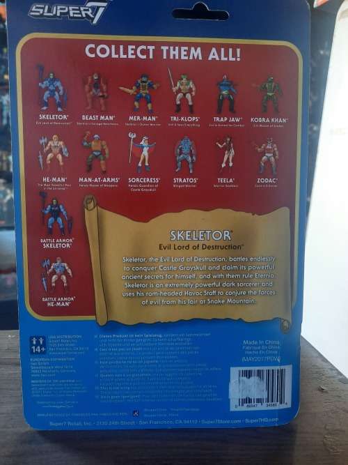 Masters Of The Universe (Motu) Super 7 BATTLE ARMOR SKELETOR REACTION Figure Moc