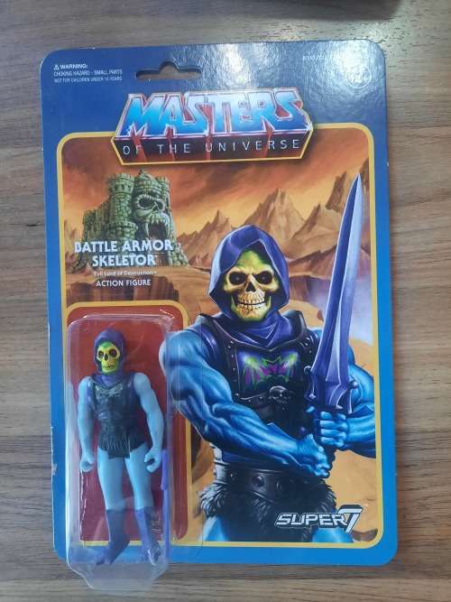 Masters Of The Universe (Motu) Super 7 BATTLE ARMOR SKELETOR REACTION Figure Moc