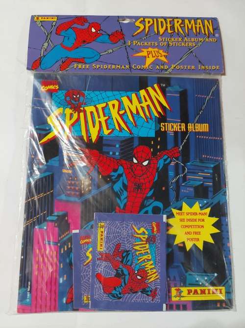 1995 NEW SEALED SPIDERMAN STICKER STARTER SET WITH ALBUM