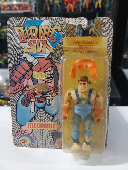 Bionic Six 1986 Complete ON CARD MECHANIC Vintage Figure