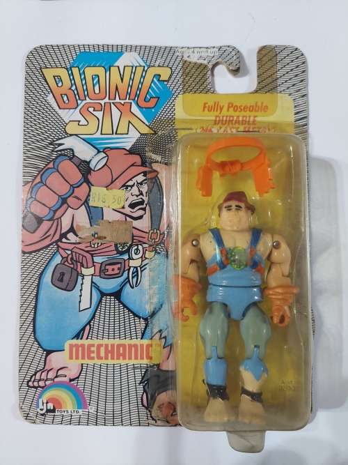 Bionic Six 1986 Complete ON CARD MECHANIC Vintage Figure