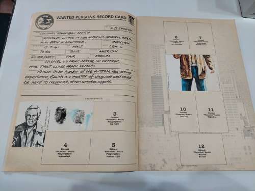 1983 A-TEAM DOSSIER 32/125 Stickers Present Vintage Figure
