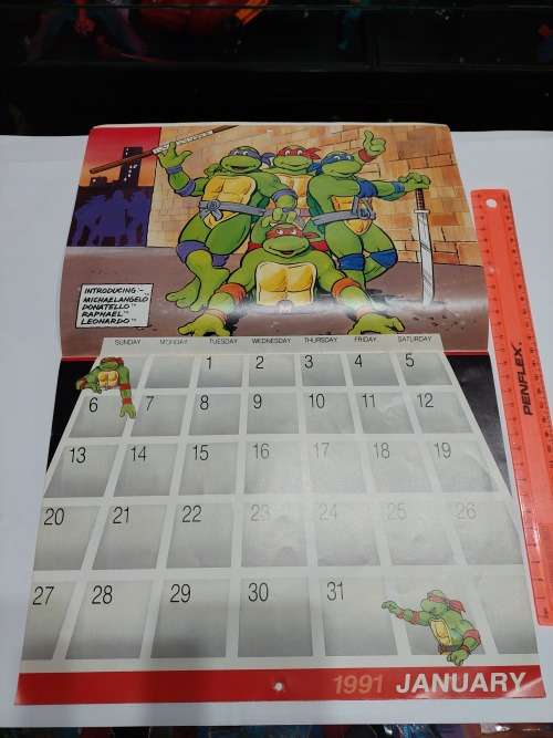 1990 TMNT HERO TURTLES CALENDAR Vintage Figure