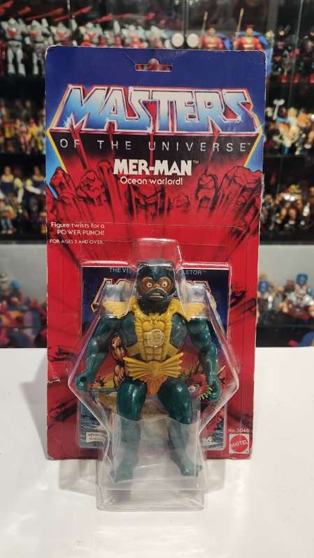 1982 MOC MER-MAN of He-Man-Masters of the Universe (MOTU) Vintage Figure(CUSTOM CARD RE-CARDED)