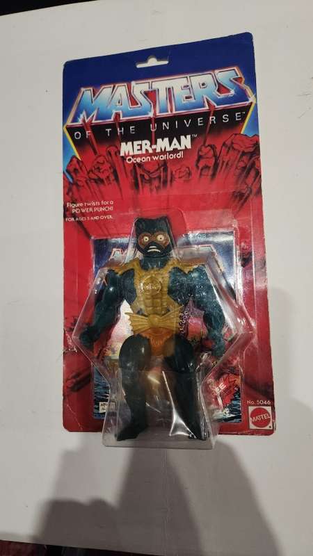 1982 MOC MER-MAN of He-Man-Masters of the Universe (MOTU) Vintage Figure(CUSTOM CARD RE-CARDED)