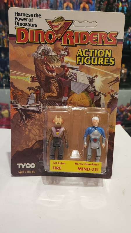 Dino Riders 1987 MOC FIRE and MIND-ZEI (UNPUNCHED) Vintage Figure
