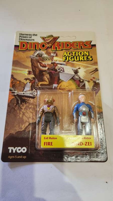 Dino Riders 1987 MOC FIRE and MIND-ZEI (UNPUNCHED) Vintage Figure