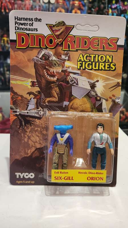 Dino Riders 1987 MOC SIX-GILL and ORION (UNPUNCHED) Vintage Figure