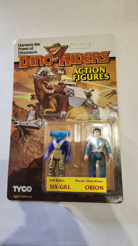 Dino Riders 1987 MOC SIX-GILL and ORION (UNPUNCHED) Vintage Figure