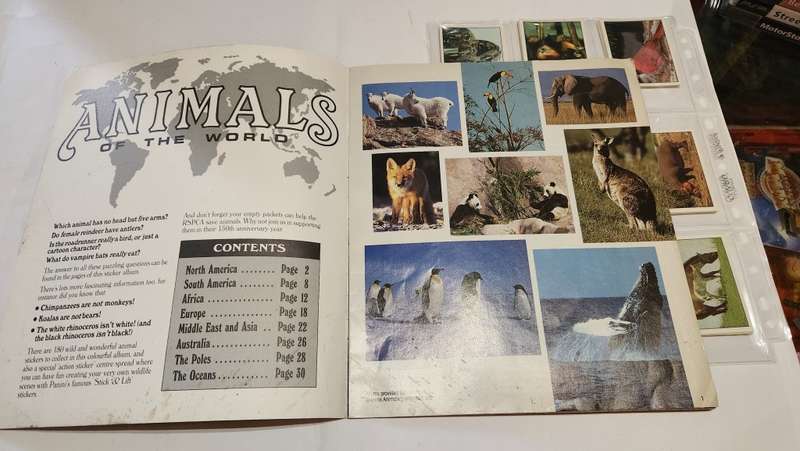 1990 Complete ANIMALS OF THE WORLD Panini Sticker Album (UNUSED STICKERS)