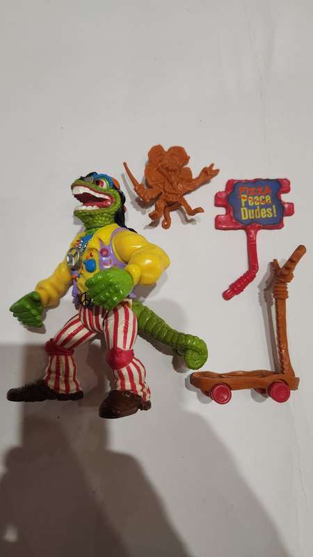 1992 Complete Rock n Roll Mondo Gecko Vintage Figure Teenage Mutant Ninja Turtles