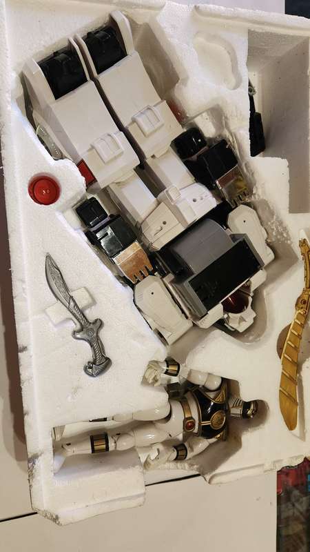 1993 Boxed White Tigerzord With White Ranger Bandai From Mighty Morphin Power Rangers Vintage Figure