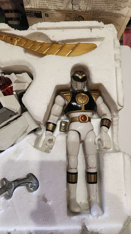 1993 Boxed White Tigerzord With White Ranger Bandai From Mighty Morphin Power Rangers Vintage Figure