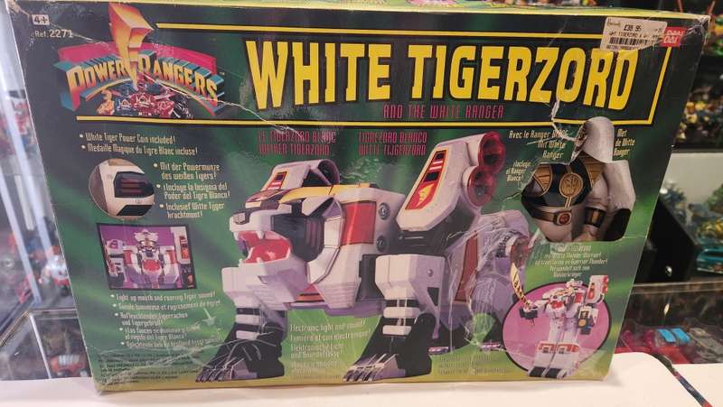1993 Boxed White Tigerzord With White Ranger Bandai From Mighty Morphin Power Rangers Vintage Figure