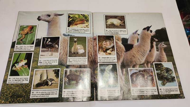 1990 Complete Animals Of The World Panini Sticker Album Vintage Figure