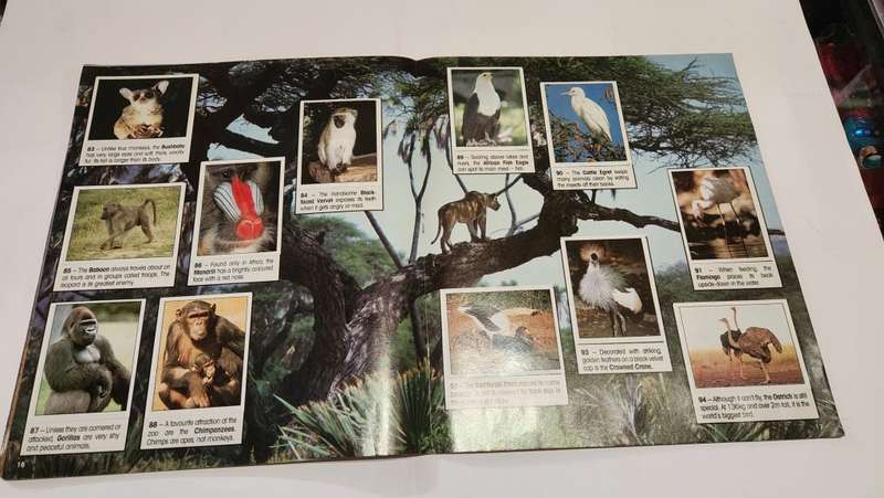 1990 Complete Animals Of The World Panini Sticker Album Vintage Figure