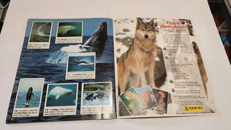 1990 Complete Animals Of The World Panini Sticker Album Vintage Figure