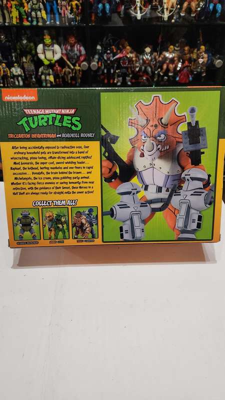 Boxed Neca Tmnt Triceraton Infantryman and Roadkill Rodney Figure Teenage Mutant Ninja Turtles