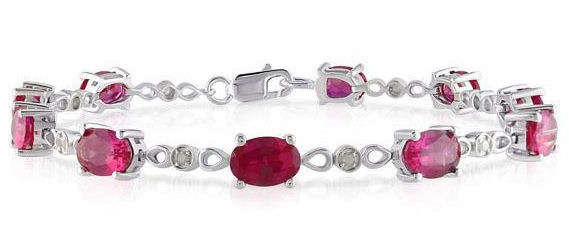 BEAUTIFUL WHITE GOLD CR RUBY TENNIS BRACELET