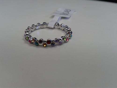 Multi-coloured Austrian crystal Silver ring