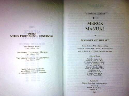 #The Merck Manual sixteenth edition by Robert Berkow (editor)