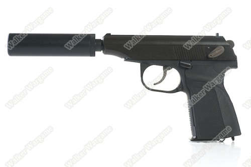 WE Makarov Pistol With Silencer Green Gas Blow Back GBB Pistol (Limited, Brown Grip)
