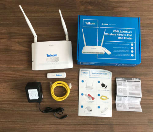 Telkom (DLink) VDSL2/ADSL2+ Wireless N300 4 -Port USB Router With USB 3G Dongle