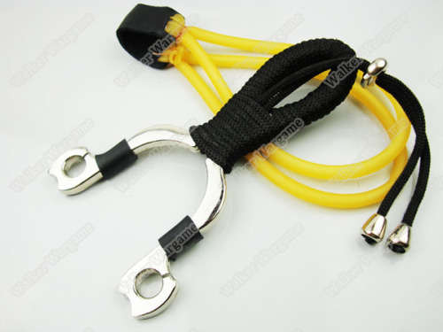 4 Strips Top natural latex tube Stainless Steel Handle Hunter Slingshot Catapult Outdoor