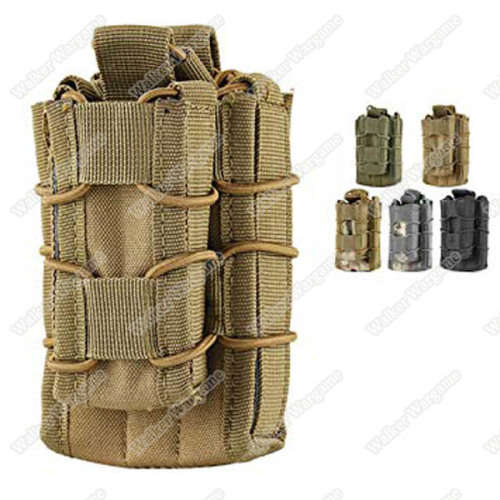 WWG Molle Bungee Rifle Mag And Pistol Mag Pouch Magazine Holder - Tan