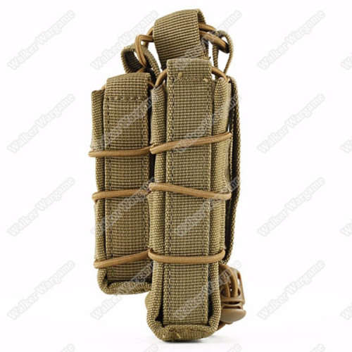 WWG Molle Bungee Rifle Mag And Pistol Mag Pouch Magazine Holder - Tan