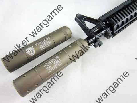 Airsoft Rilfe 14mm Full Metal Silencer - Black - Long Type 195mm Fit Pistol And Rifle