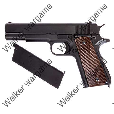 WE Full Metal Colt 1911 Single Stack Green Gas Blow Back Pistol - Brown