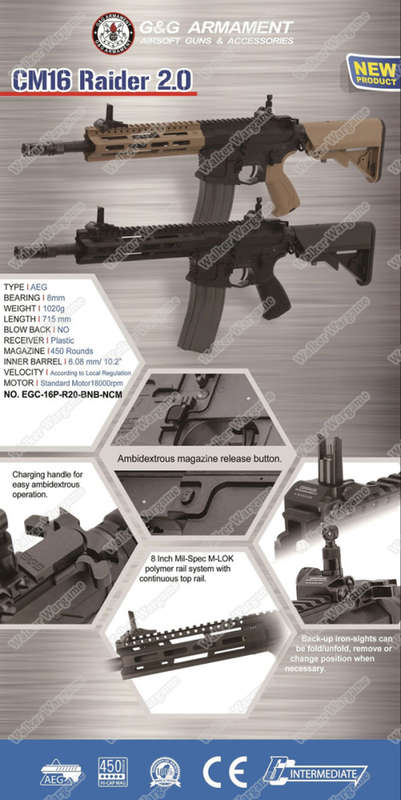 G&G CM16 Raider 2.0 Combat Machine Airsoft Rifle With MLOK System - Tan
